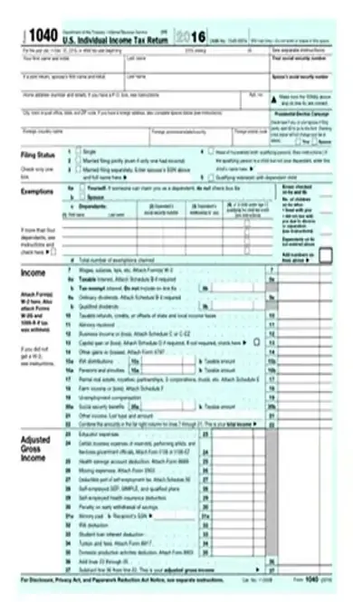 1040 2016 form