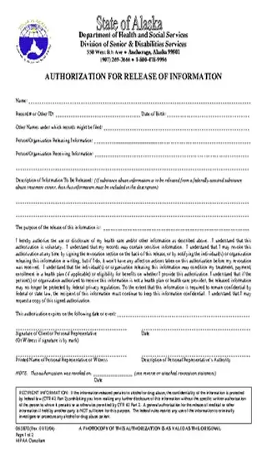 Alaska Hipaa Form