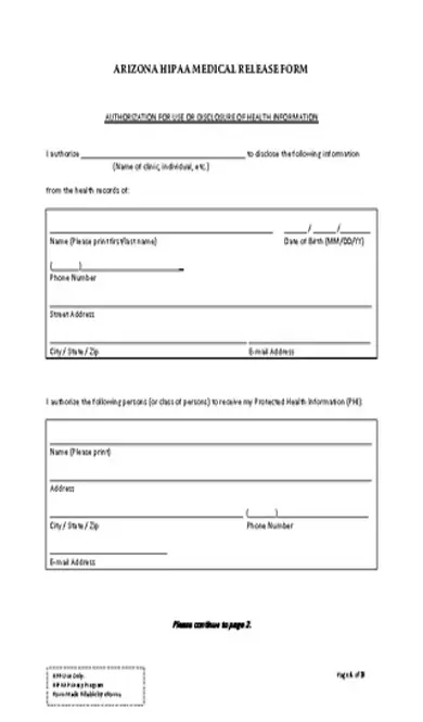 Arizona Hipaa Release Form