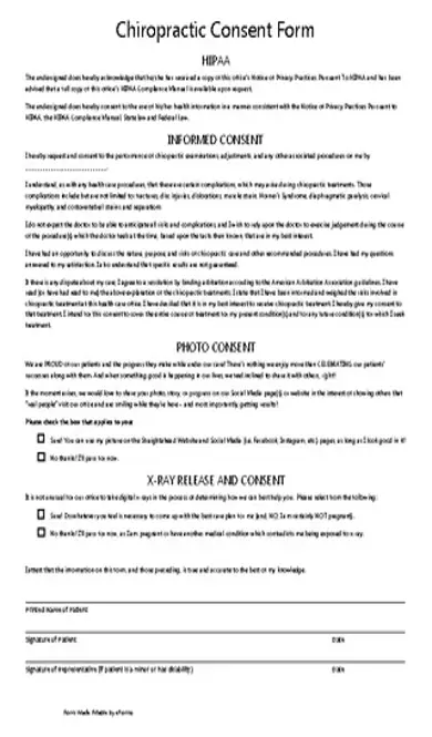 Chiropractic Hipaa Consent Form