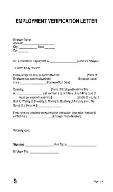 Employment Verification Letter Template