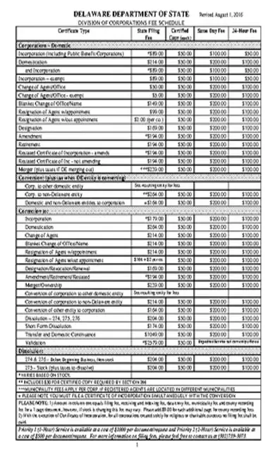 Fee Schedule