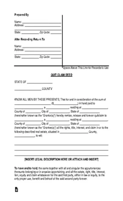 General Standard Quit Claim Deed