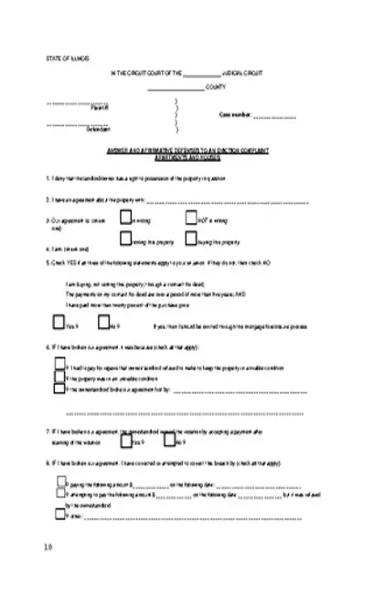 Illinois Eviction Answer Form