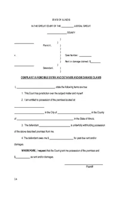 Illinois Eviction Complaint Form