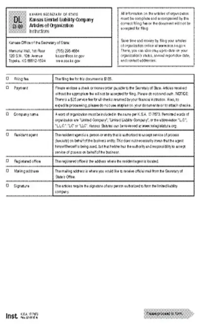 Kansas Articles Of Organization