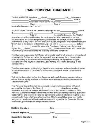 Loan Guarantee Form