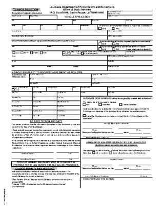 Louisiana 1799 Vehicle Application R0312