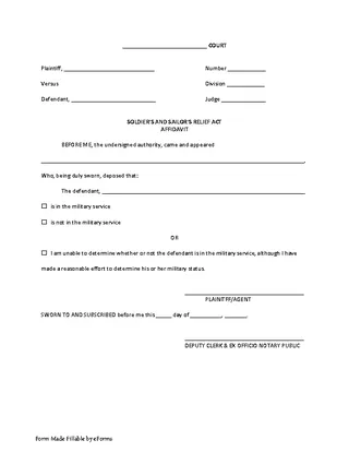 Louisiana Soldiers Sailors Relief Affidavit Form