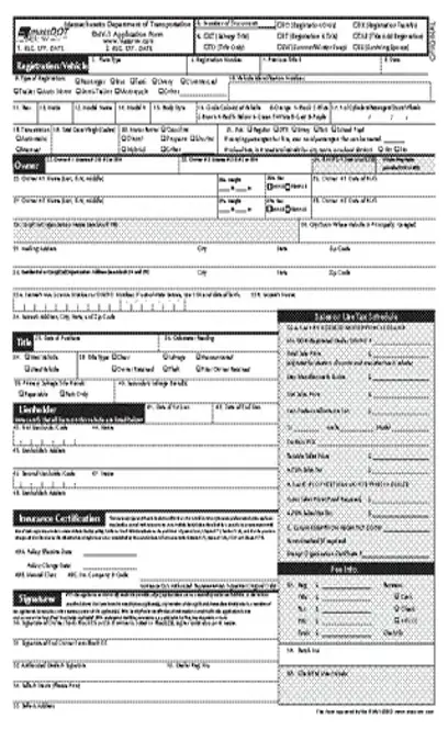 Massachusetts Application For Registration And Title Form Rmv 1