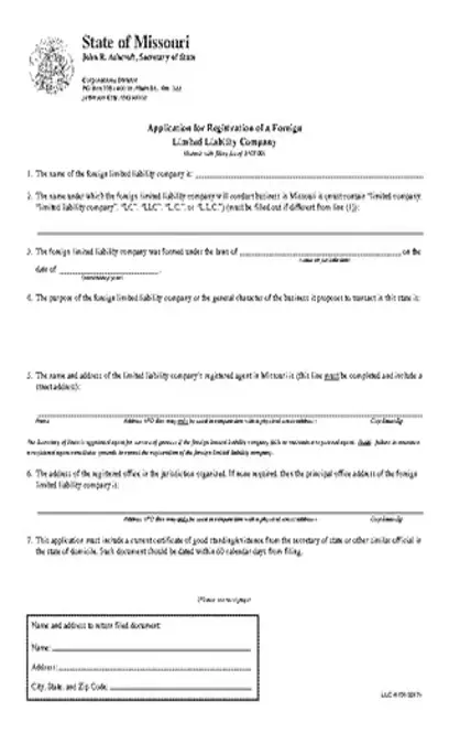 Missouri Application For Registration