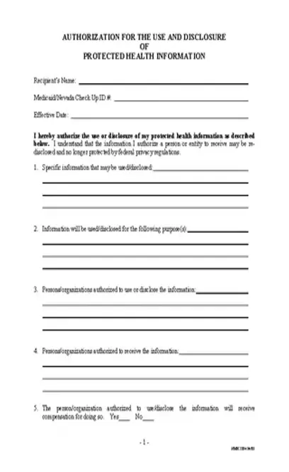 Nevada Hipaa Release Form