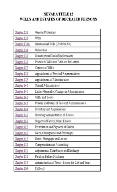 Nevada Title 12 Wills And Estates Of Deceased Persons