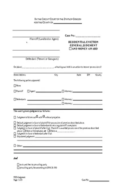 Oregon Eviction Judgment Form