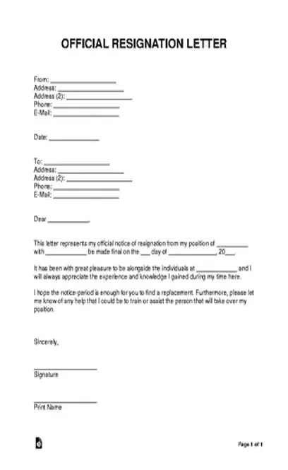 Simple Resignation Letter Template