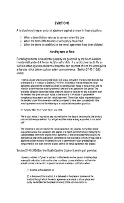 South Carolina Eviction Process Instructions