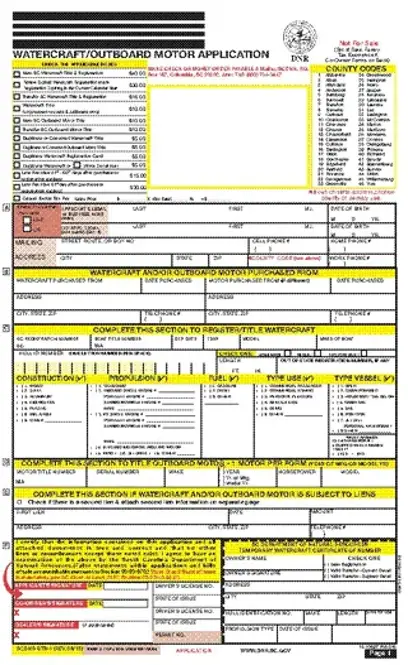 South Carolina Watercraft Outboard Motor Application Fm 015