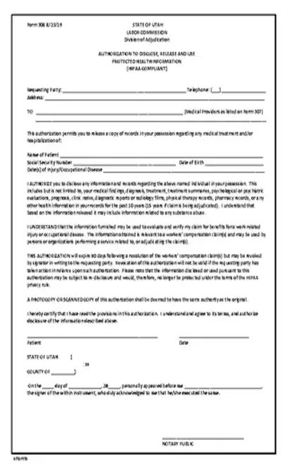 Utah Hipaa Medical Release Form 1