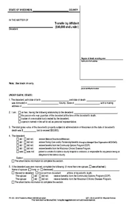 Wisconsin Small Estate Affidavit Form Pr 1831