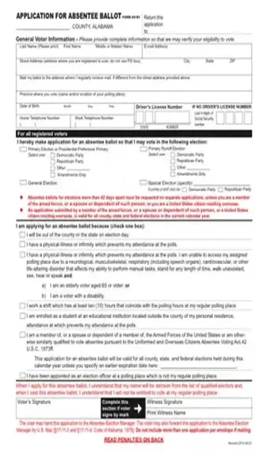 Absentee Ballot Alabama PDF