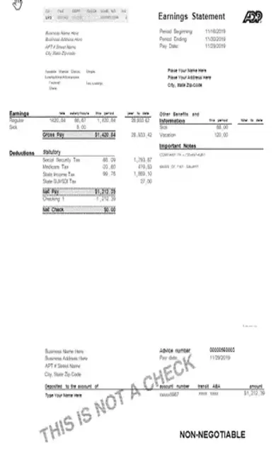 ADP Pay Stub Copy Generator