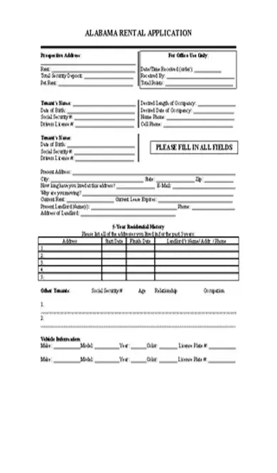 Alabama Rental Application