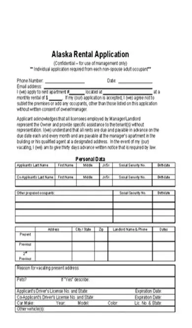 Alaska Rental Application