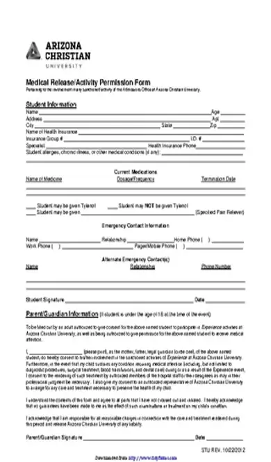 Arizona Medical Release Form 1