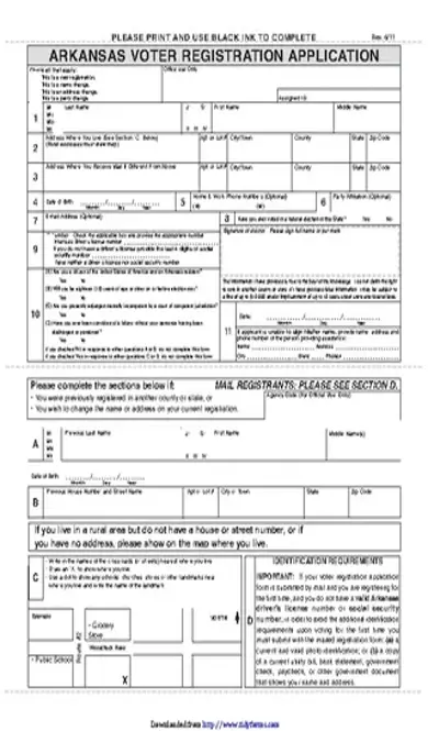 Arkansas Voter Registration Form