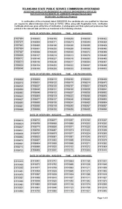 Assistant Executive Engineers Interview Schedule Template