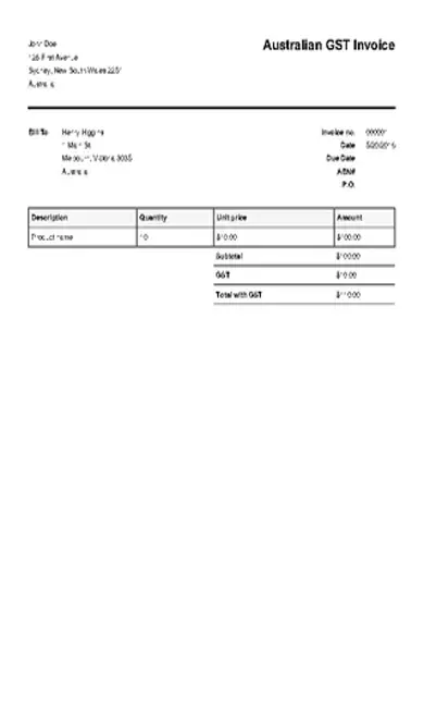 Australian Gst Invoice Template