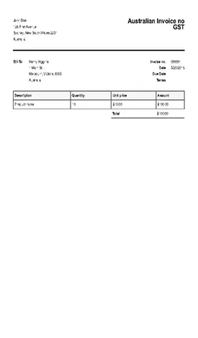 Australian Invoice Template No Gst