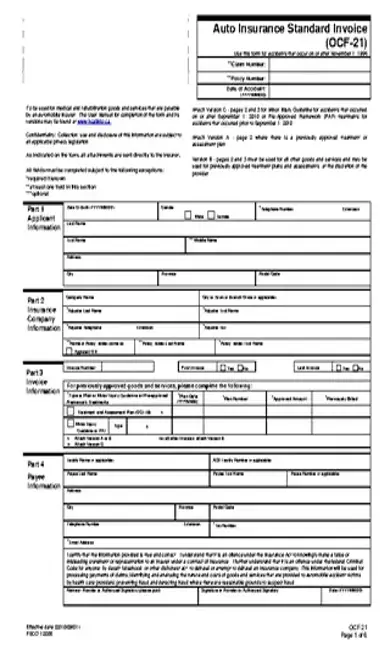 Auto Insurance Standard Invoice