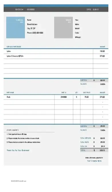 Auto Repair Invoice