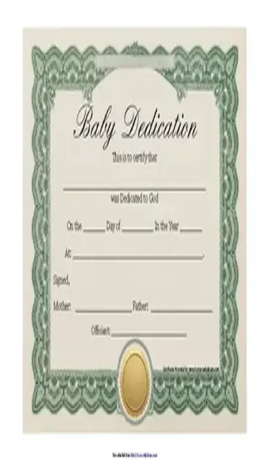 Baby Dedication Certificate 2