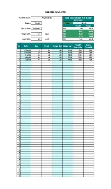 Baby Height Weight Chart By Month