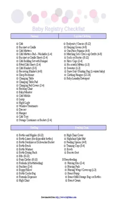 Baby Registry Checklist 1