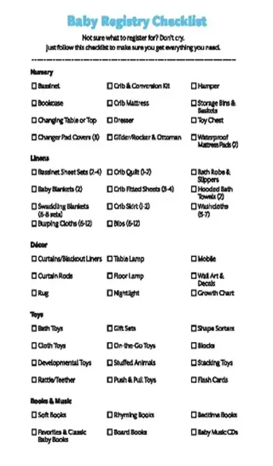 Baby Registry Checklist Template