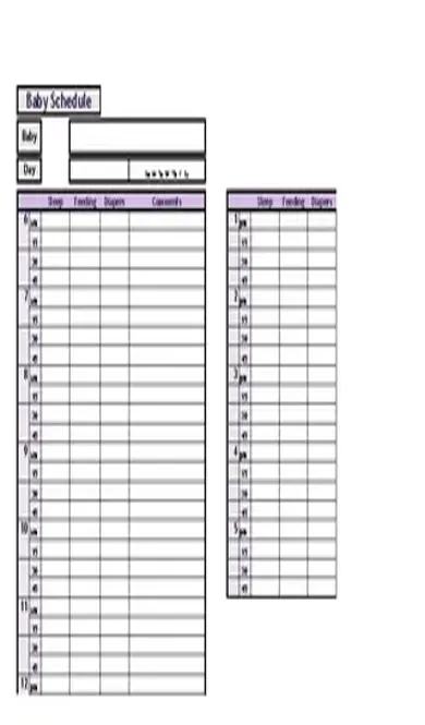 Baby Time Schedule Template