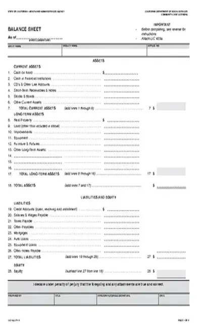 Balance Sheet Template Free