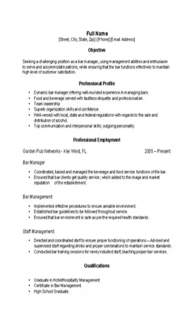 Bartender Manager Resume1