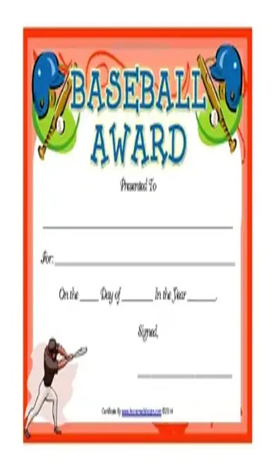 Baseball Award Certificate Template