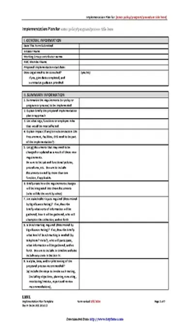 Basic Implementation Plan Template