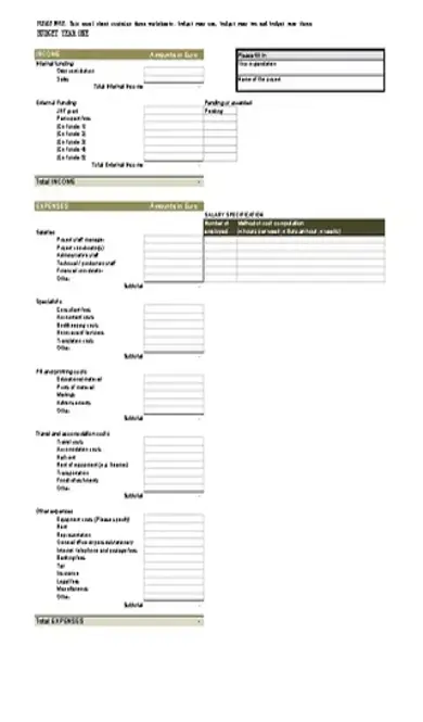 Basic Project Budget Template