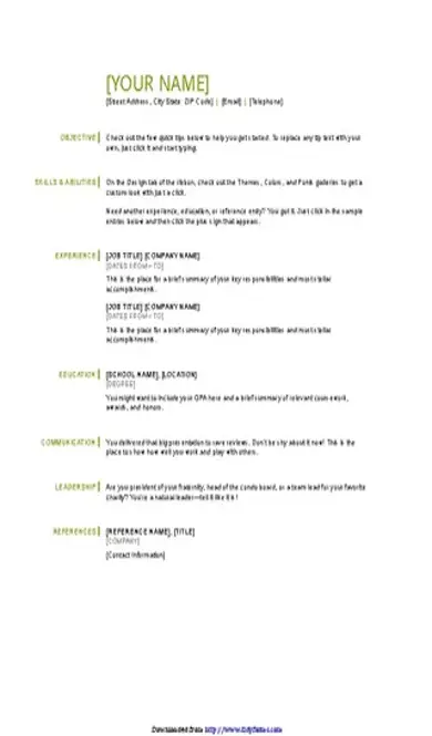 Basic Resume Template 1