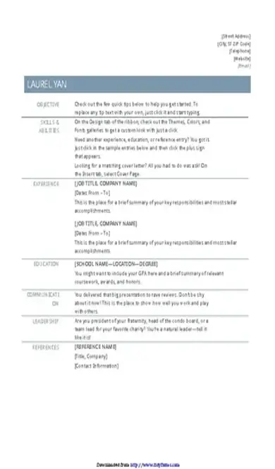 Basic Resume Template Timeless Design