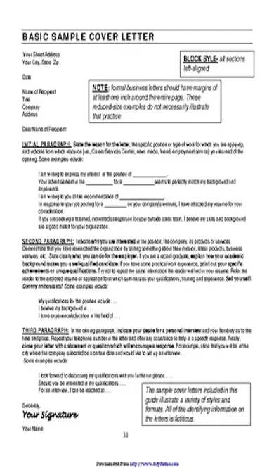 Basic Sample Cover Letter