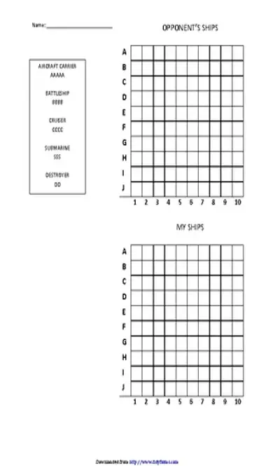 Battleship Game Template Walle