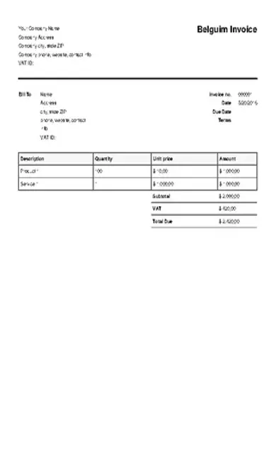 Belguim Invoice Template