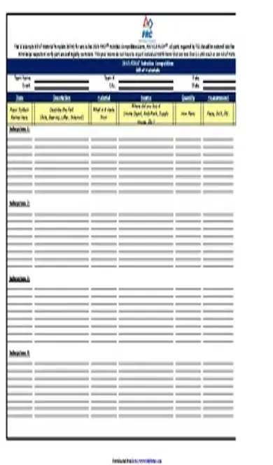 Bill Of Material Template